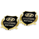 2pcs Hyundai Car Badge Decal Car Logo Chrome Emblem Sticker Gold/Silver