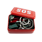 SOS Mini Survival Kit Emergency Box Outdoor Survival Kits Black and Red