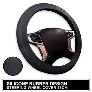 UNIVERSAL Car Silicone Rubber Steering Wheel Cover (Gray) 38CM Fits Most Japanese