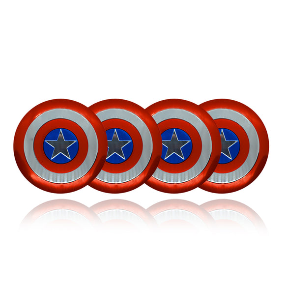Captain America Car Center Wheel Cap Badge Aluminum Metal Sticker