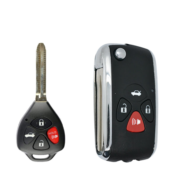 4 Buttons Flip Folding Remote Key Case Fob Shell For TOYOTA