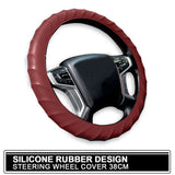 Car Silicone Rubber Steering Wheel Cover (Maroon) 38CM Fits Most Japanese