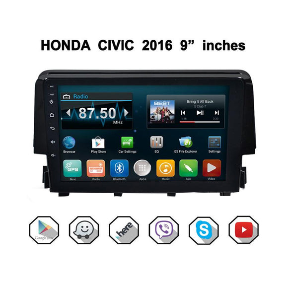 Car Android Stereo Head Unit 9  inches Honda Civic 2016 Model (Stereo and Frame)
