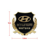 2pcs Hyundai Car Badge Decal Car Logo Chrome Emblem Sticker Gold/Silver