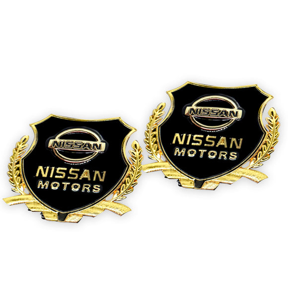 2pcs Nissan Car Badge Decal Car Logo Chrome Emblem Sticker Gold/Silver