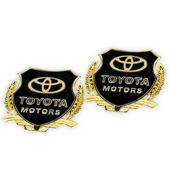 2pcs Toyota Car Badge Decal Car Logo Chrome Emblem Sticker Gold/Silver