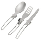 3 Pieces Folding Portable Outdoor Camping Picnic Stainless Steel Spoon Fork Knife