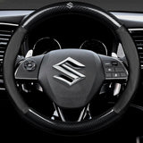 Suzuki car steering wheel cover to dazzle leather carbon fiber handle